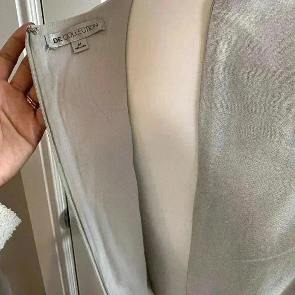 Downeast DE Collection Gray Colorblock Linen Cotton Blend Dress ModCloth Shift M - Picture 7 of 9